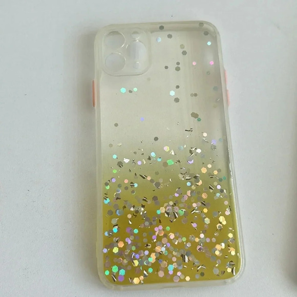 Glitter Liquid iPhone 11 Pro Max Case – Clear with Gold & Pink Accents - Picture 1 of 7